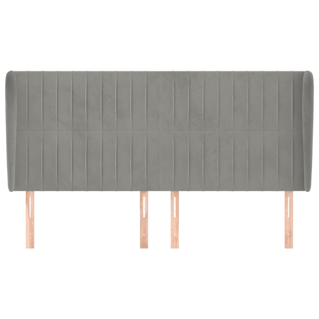 vidaXL Kopfteil mit Ohren Hellgrau 183x23x118/128 cm Samt