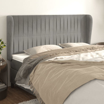 vidaXL Kopfteil mit Ohren Hellgrau 183x23x118/128 cm Samt
