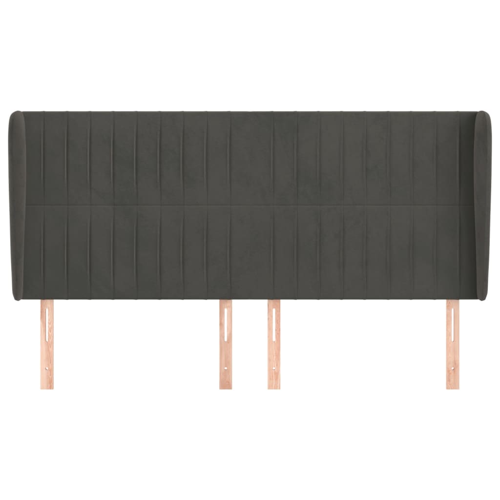 vidaXL Kopfteil mit Ohren Dunkelgrau 183x23x118/128 cm Samt