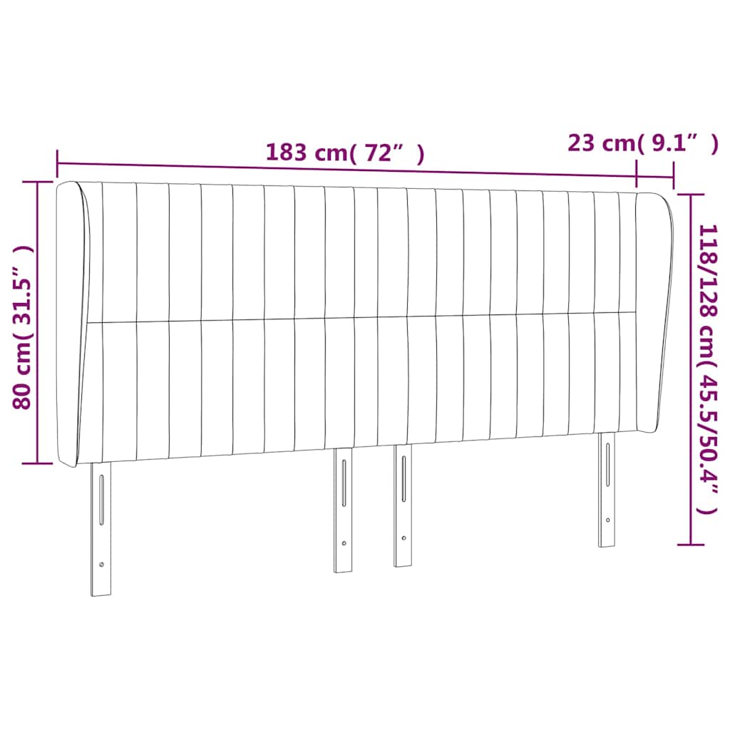 vidaXL Kopfteil mit Ohren Dunkelgrün 183x23x118/128 cm Samt