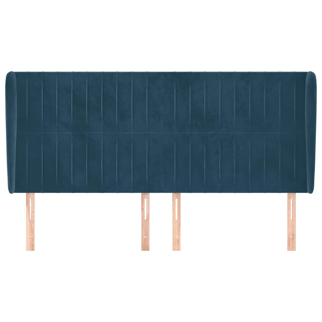 vidaXL Kopfteil mit Ohren Dunkelblau 183x23x118/128 cm Samt