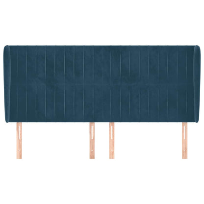 vidaXL Kopfteil mit Ohren Dunkelblau 183x23x118/128 cm Samt