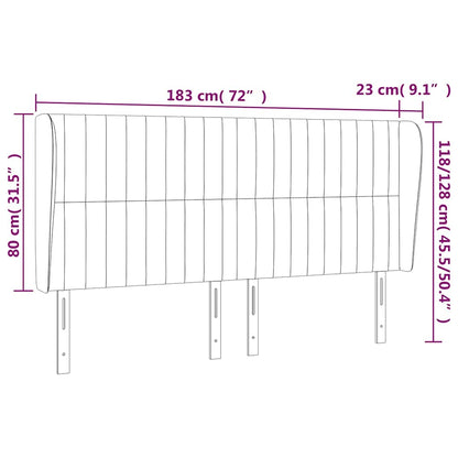 vidaXL Kopfteil mit Ohren Dunkelblau 183x23x118/128 cm Samt