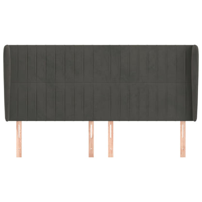vidaXL Kopfteil mit Ohren Dunkelgrau 203x23x118/128 cm Samt