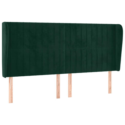 vidaXL Kopfteil mit Ohren Dunkelgrün 203x23x118/128 cm Samt
