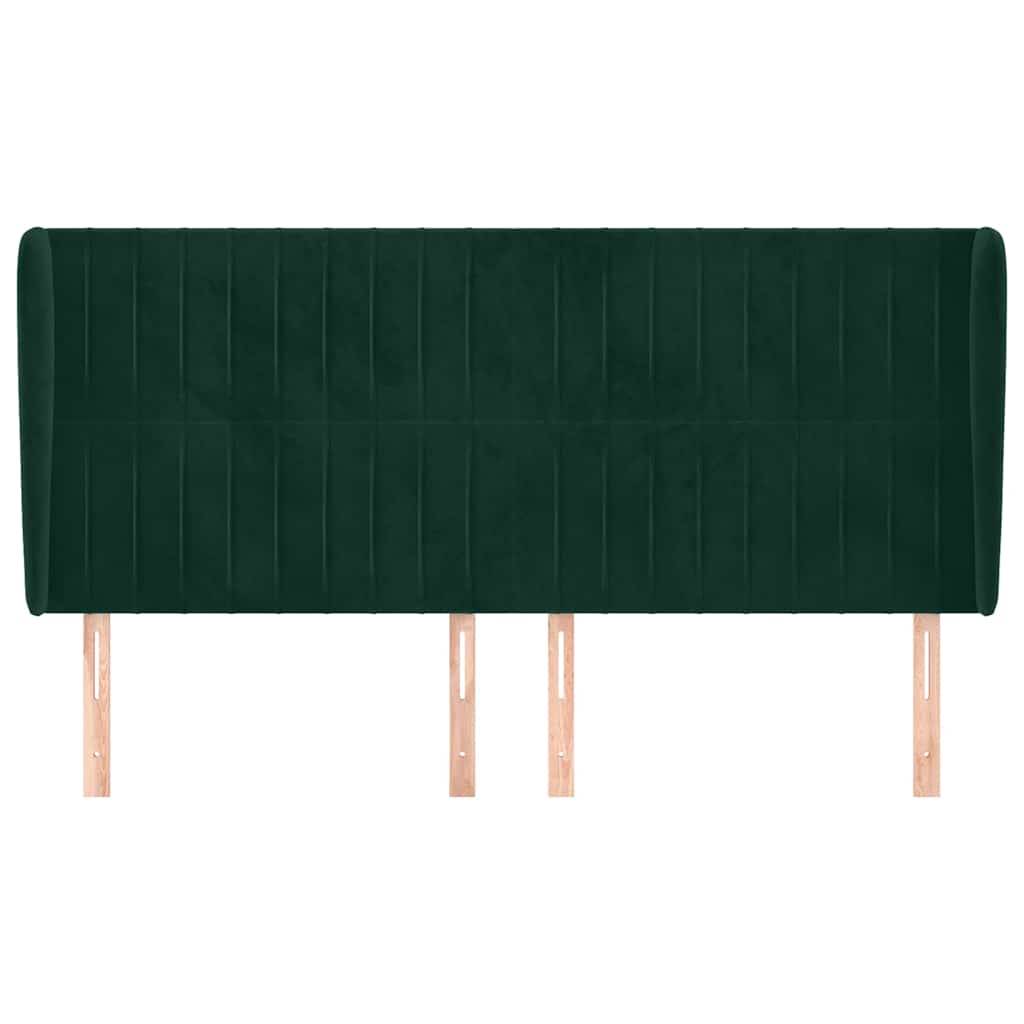 vidaXL Kopfteil mit Ohren Dunkelgrün 203x23x118/128 cm Samt