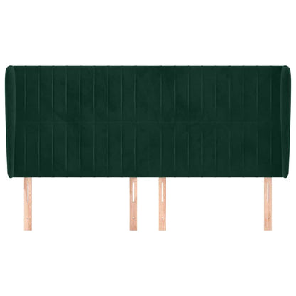 vidaXL Kopfteil mit Ohren Dunkelgrün 203x23x118/128 cm Samt