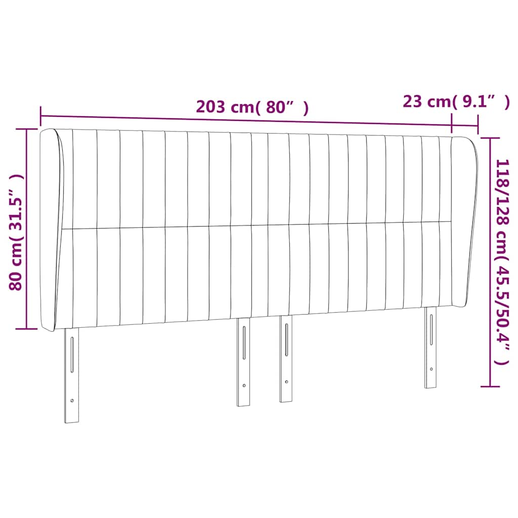 vidaXL Kopfteil mit Ohren Dunkelgrün 203x23x118/128 cm Samt