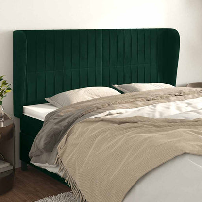 vidaXL Kopfteil mit Ohren Dunkelgrün 203x23x118/128 cm Samt