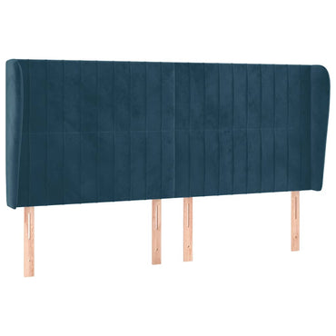 vidaXL Kopfteil mit Ohren Dunkelblau 203x23x118/128 cm Samt
