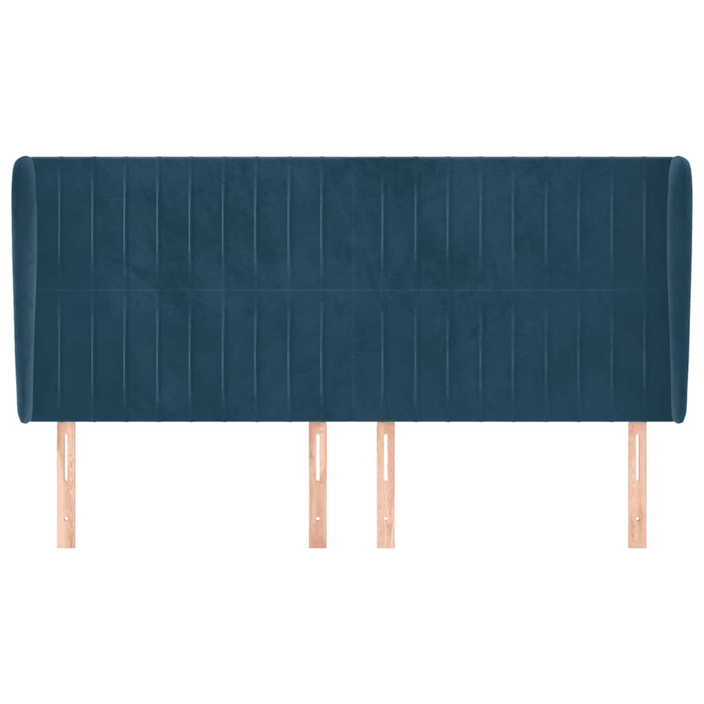 vidaXL Kopfteil mit Ohren Dunkelblau 203x23x118/128 cm Samt