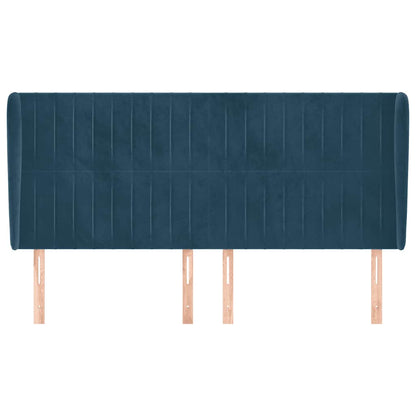 vidaXL Kopfteil mit Ohren Dunkelblau 203x23x118/128 cm Samt