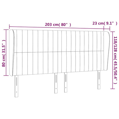 vidaXL Kopfteil mit Ohren Dunkelblau 203x23x118/128 cm Samt