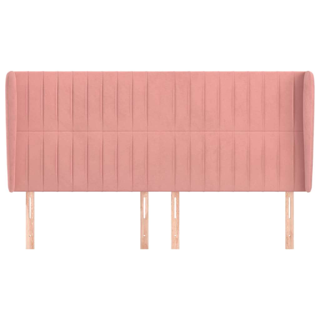 vidaXL Kopfteil mit Ohren Rosa 203x23x118/128 cm Samt