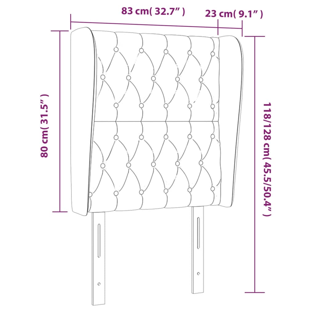 vidaXL Kopfteil mit Ohren Hellgrau 83x23x118/128 cm Stoff