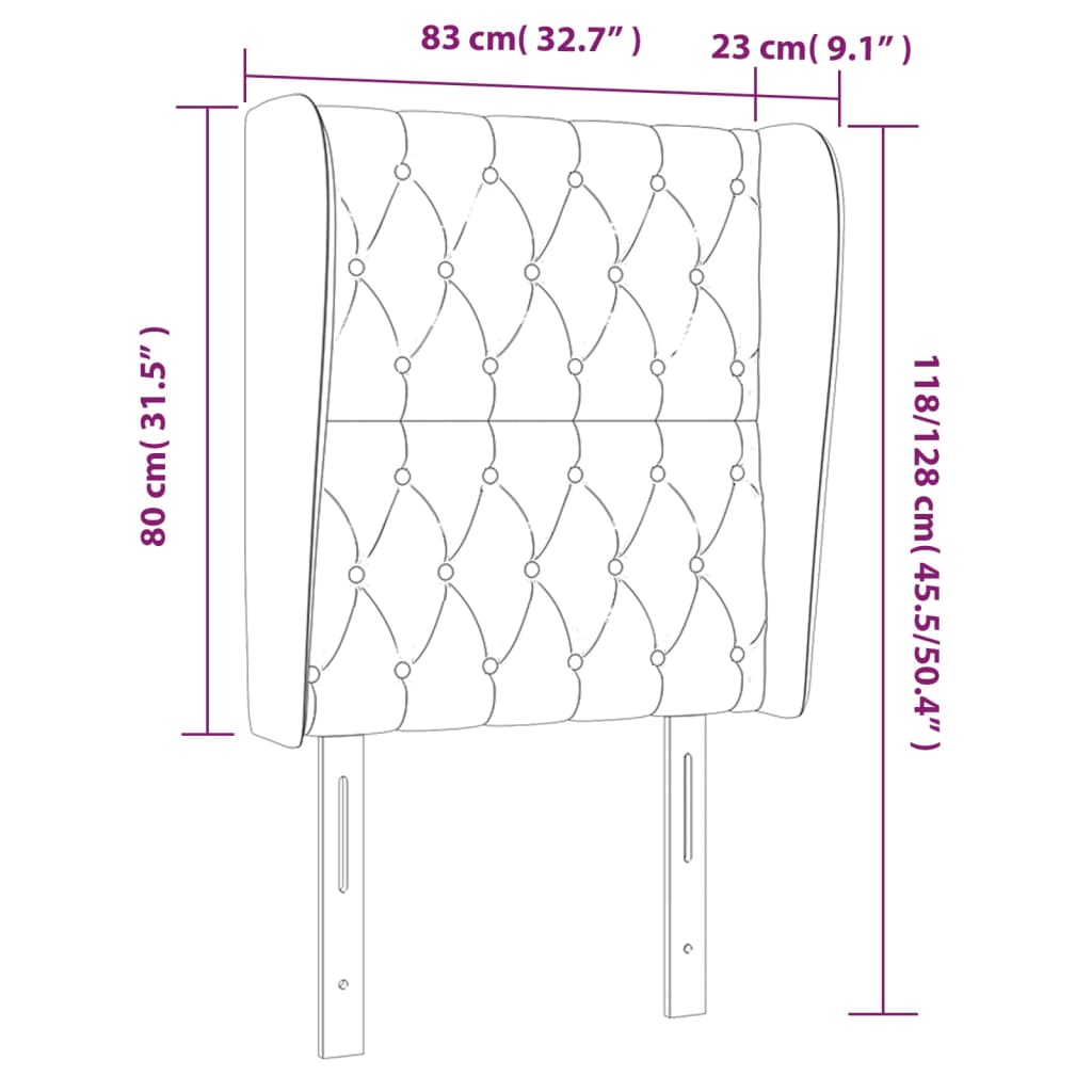 vidaXL Kopfteil mit Ohren Dunkelbraun 83x23x118/128 cm Stoff
