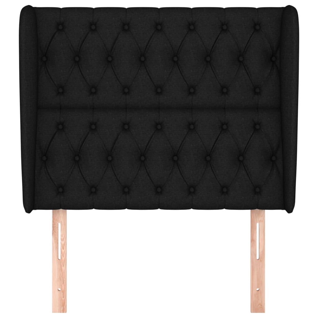 vidaXL Kopfteil mit Ohren Schwarz 93x23x118/128 cm Stoff