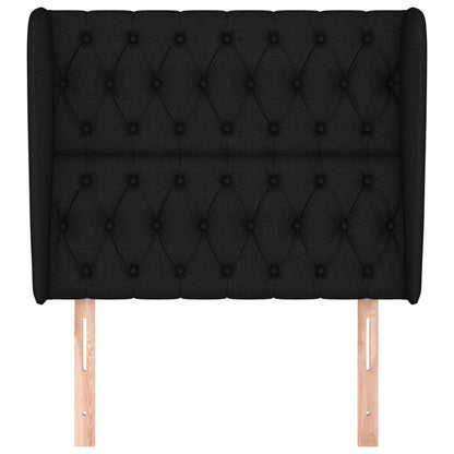 vidaXL Kopfteil mit Ohren Schwarz 93x23x118/128 cm Stoff