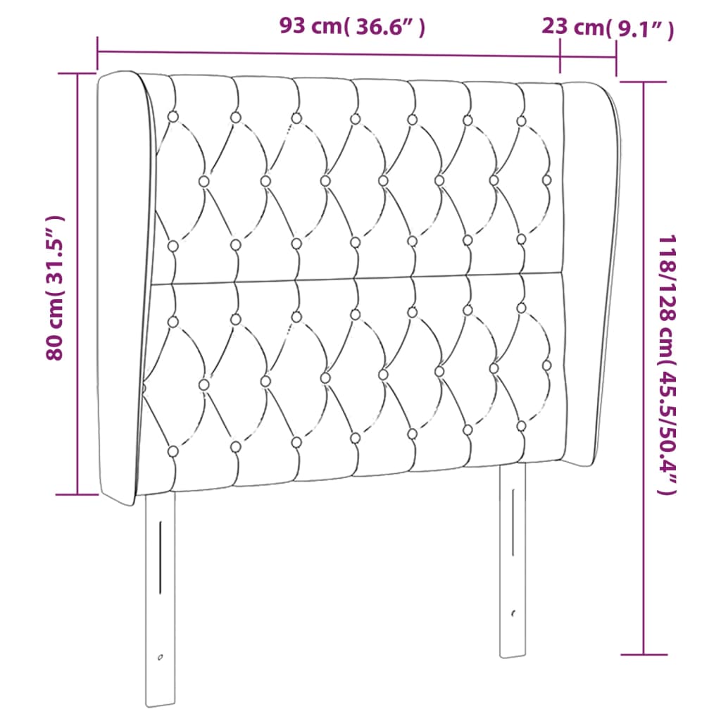vidaXL Kopfteil mit Ohren Dunkelbraun 93x23x118/128 cm Stoff