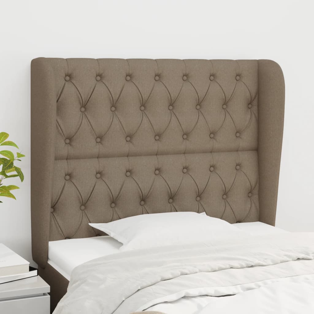 vidaXL Kopfteil mit Ohren Taupe 93x23x118/128 cm Stoff