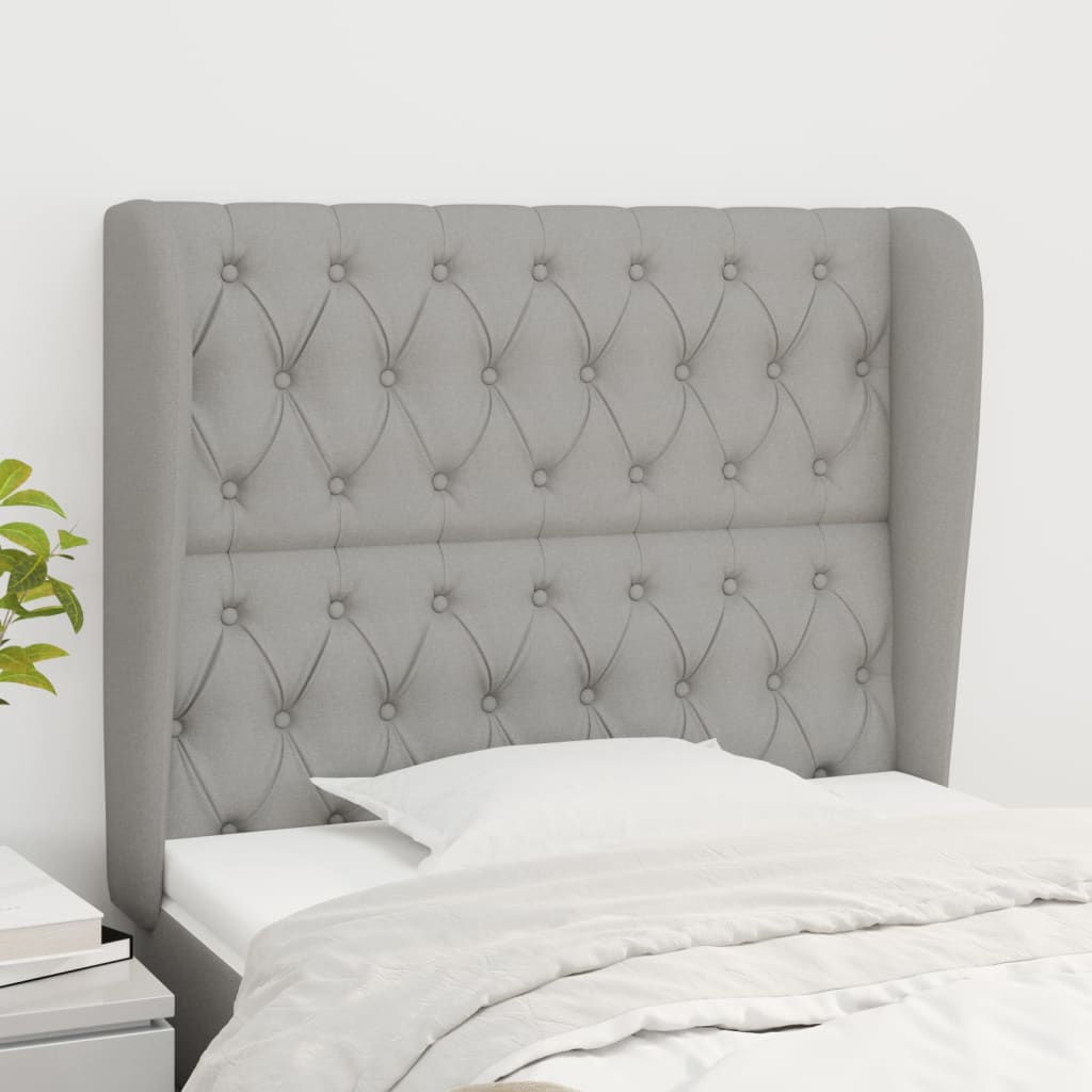 vidaXL Kopfteil mit Ohren Hellgrau 103x23x118/128 cm Stoff