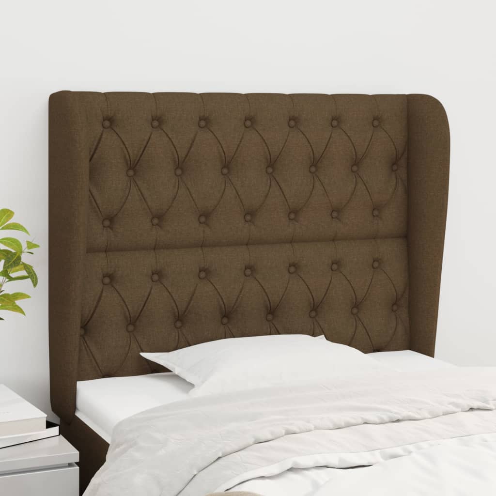 vidaXL Kopfteil mit Ohren Dunkelbraun 103x23x118/128 cm Stoff