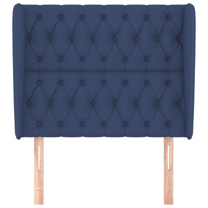vidaXL Kopfteil mit Ohren Blau 103x23x118/128 cm Stoff