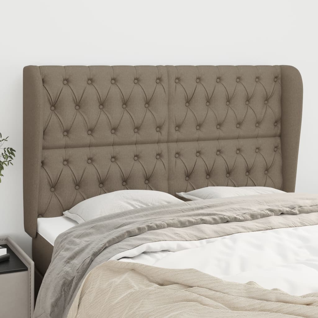 vidaXL Kopfteil mit Ohren Taupe 147x23x118/128 cm Stoff