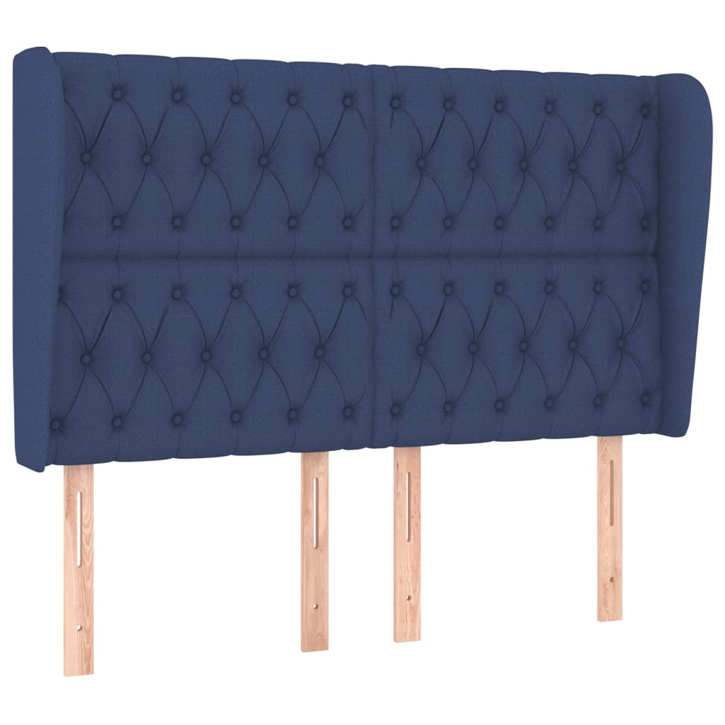 vidaXL Kopfteil mit Ohren Blau 147x23x118/128 cm Stoff