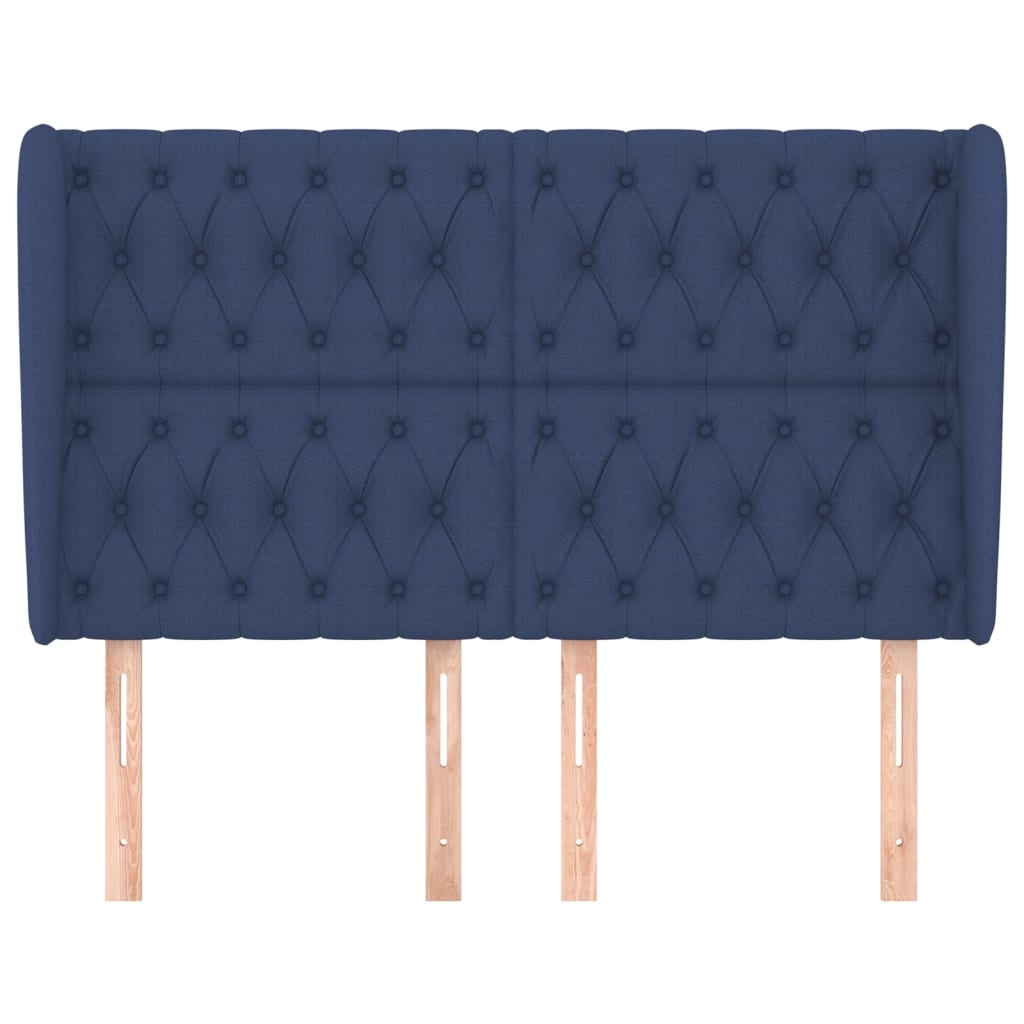 vidaXL Kopfteil mit Ohren Blau 147x23x118/128 cm Stoff