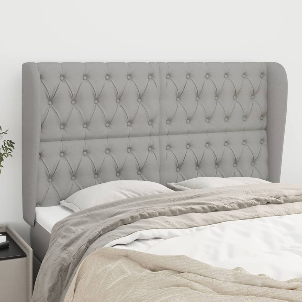 vidaXL Kopfteil mit Ohren Hellgrau 163x23x118/128 cm Stoff