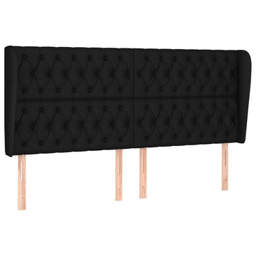 vidaXL Kopfteil mit Ohren Schwarz 183x23x118/128 cm Stoff