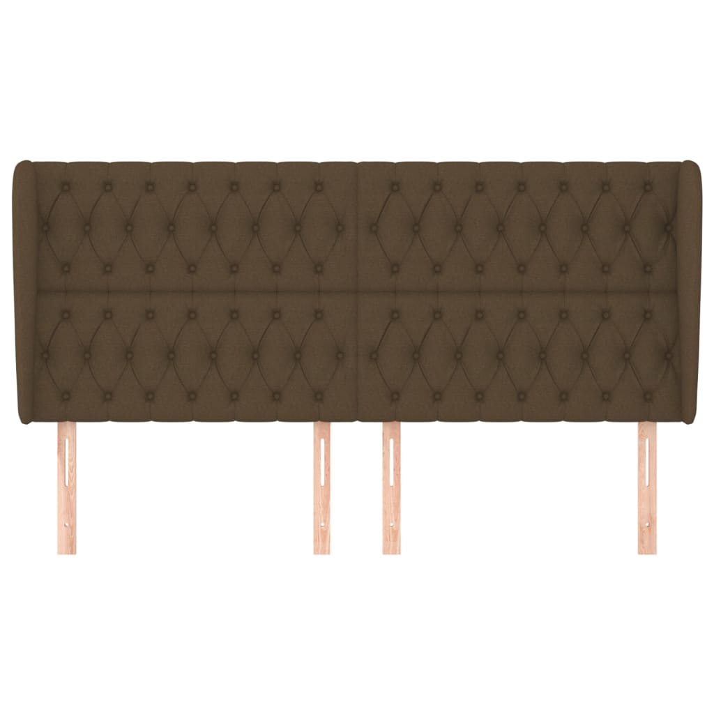 vidaXL Kopfteil mit Ohren Dunkelbraun 183x23x118/128 cm Stoff