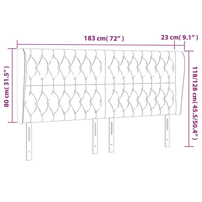 vidaXL Kopfteil mit Ohren Dunkelbraun 183x23x118/128 cm Stoff