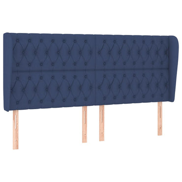 vidaXL Kopfteil mit Ohren Blau 183x23x118/128 cm Stoff