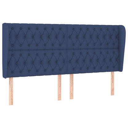 vidaXL Kopfteil mit Ohren Blau 183x23x118/128 cm Stoff