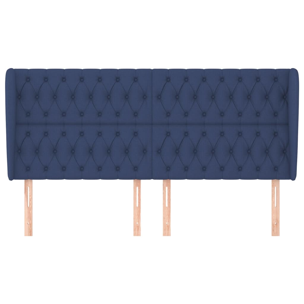 vidaXL Kopfteil mit Ohren Blau 183x23x118/128 cm Stoff