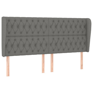 vidaXL Kopfteil mit Ohren Dunkelgrau 203x23x118/128 cm Stoff
