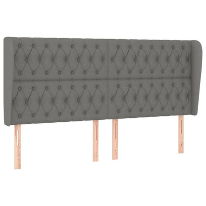 vidaXL Kopfteil mit Ohren Dunkelgrau 203x23x118/128 cm Stoff