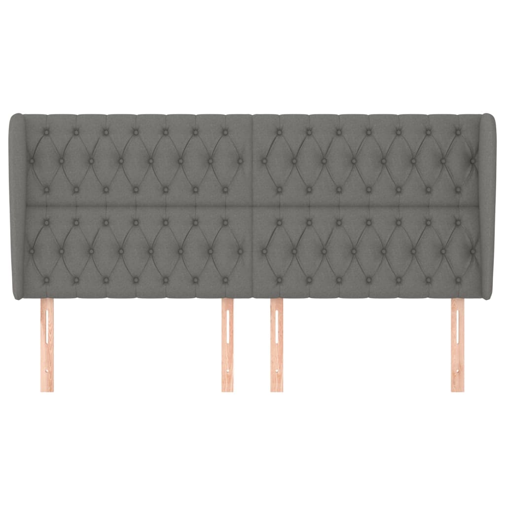 vidaXL Kopfteil mit Ohren Dunkelgrau 203x23x118/128 cm Stoff