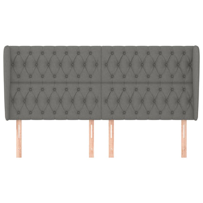 vidaXL Kopfteil mit Ohren Dunkelgrau 203x23x118/128 cm Stoff
