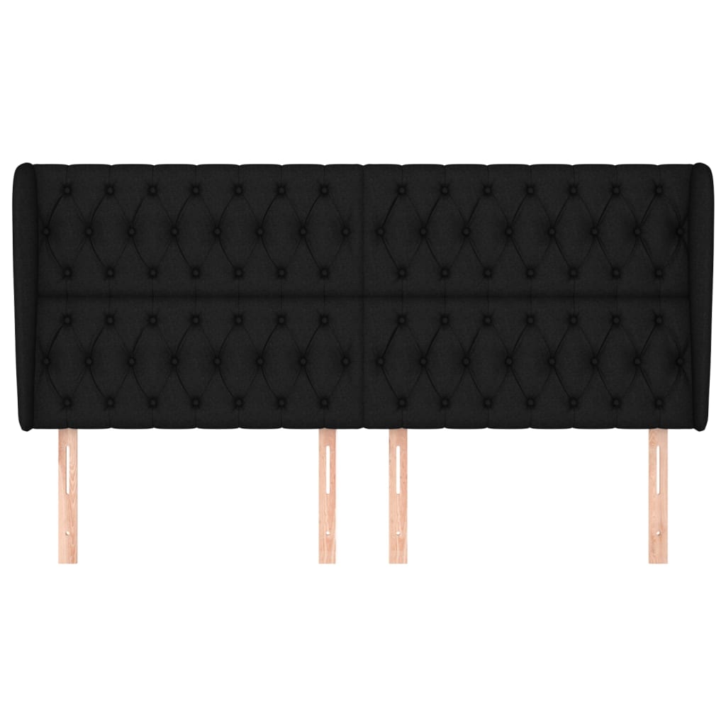 vidaXL Kopfteil mit Ohren Schwarz 203x23x118/128 cm Stoff