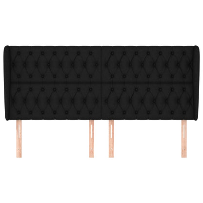 vidaXL Kopfteil mit Ohren Schwarz 203x23x118/128 cm Stoff