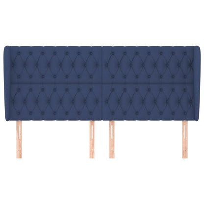 vidaXL Kopfteil mit Ohren Blau 203x23x118/128 cm Stoff