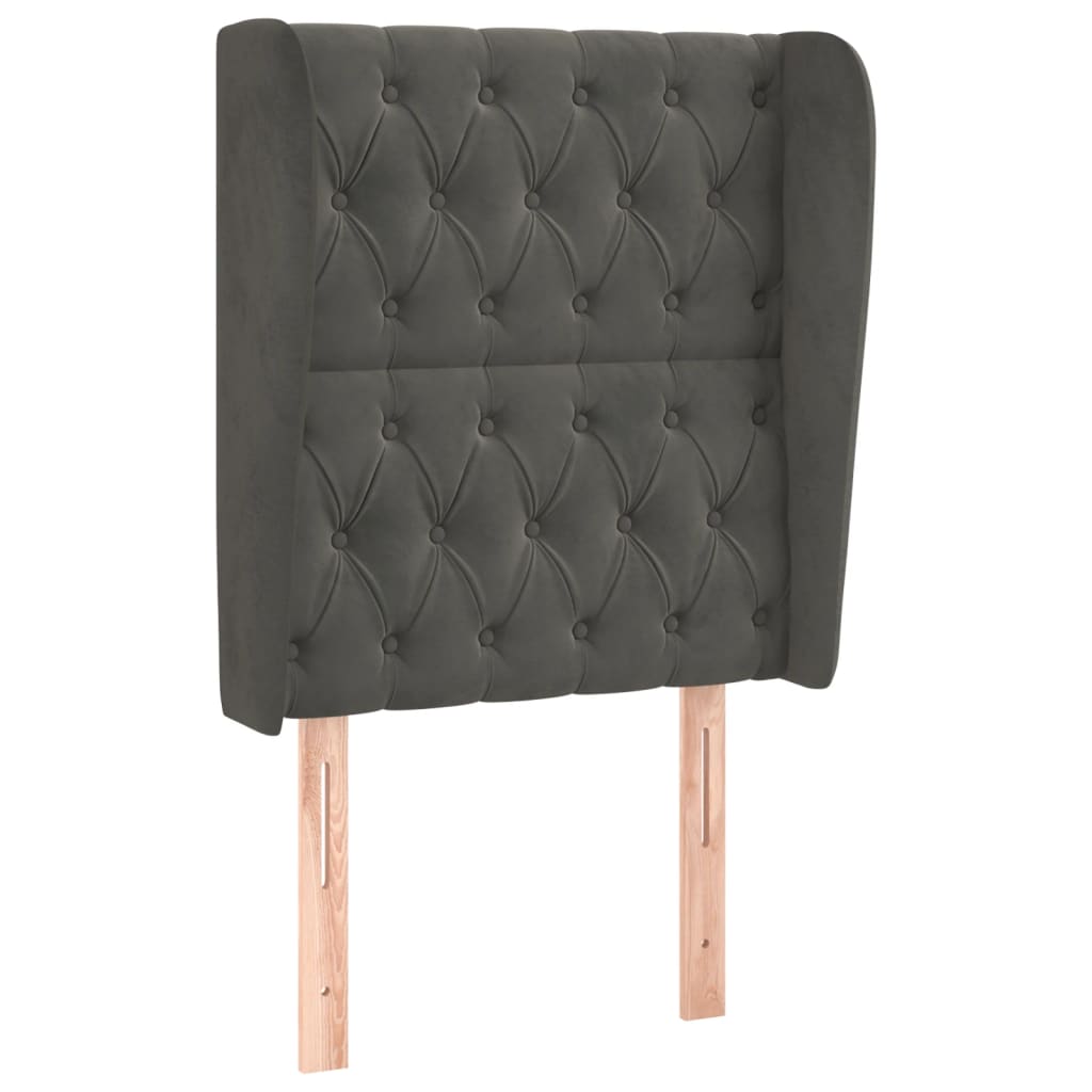 vidaXL Kopfteil mit Ohren Dunkelgrau 83x23x118/128 cm Samt