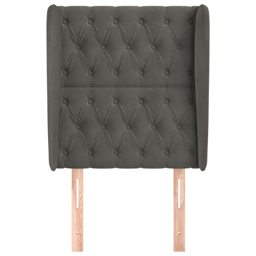 vidaXL Kopfteil mit Ohren Dunkelgrau 83x23x118/128 cm Samt