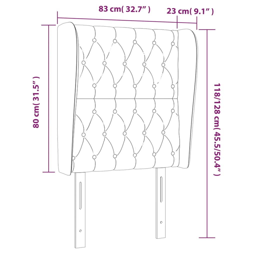 vidaXL Kopfteil mit Ohren Dunkelgrau 83x23x118/128 cm Samt