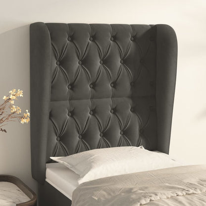 vidaXL Kopfteil mit Ohren Dunkelgrau 83x23x118/128 cm Samt