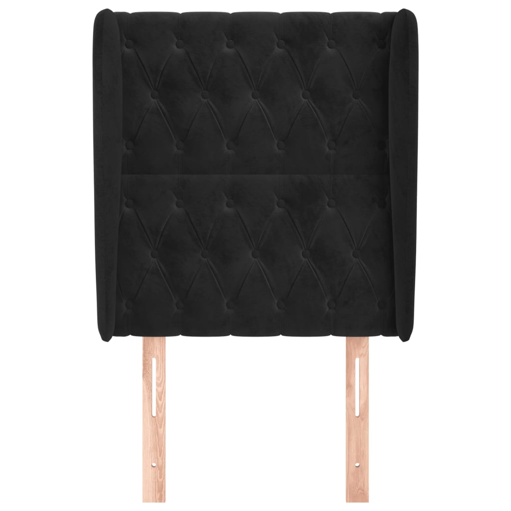 vidaXL Kopfteil mit Ohren Schwarz 83x23x118/128 cm Samt