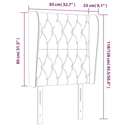 vidaXL Kopfteil mit Ohren Schwarz 83x23x118/128 cm Samt